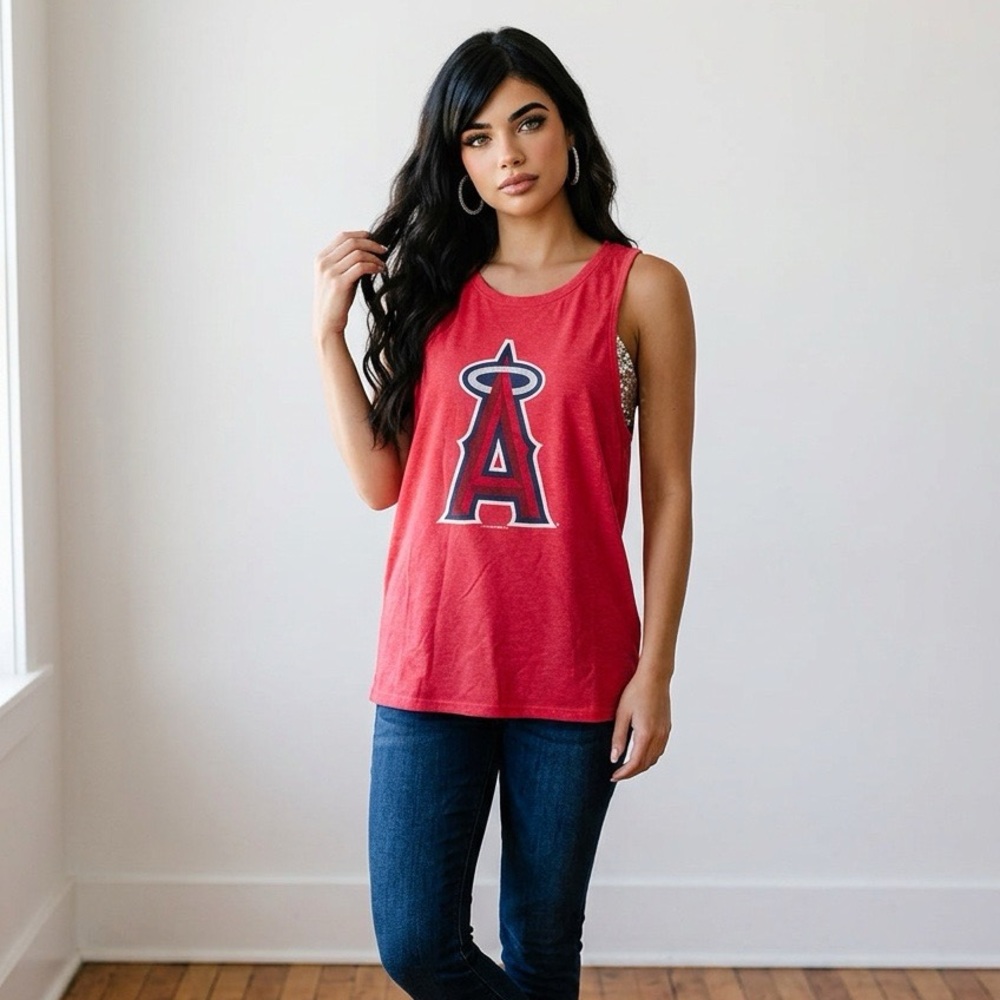 5th & Ocean Red Tank Top with Bold Logo